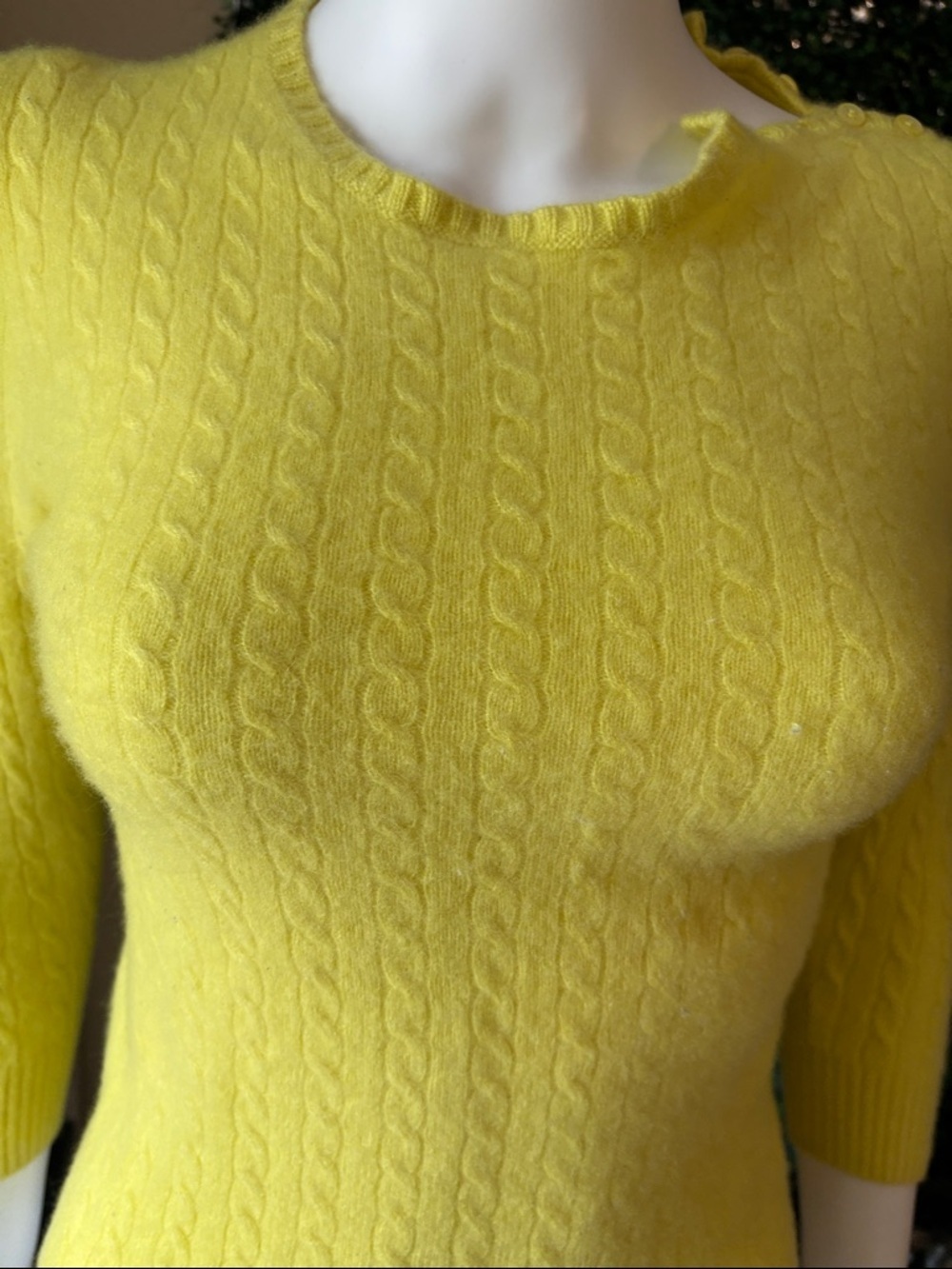 J. Crew Bright Yellow Cable-Knit Crewneck Sweater cashmere # 94 - Picture 10 of 10